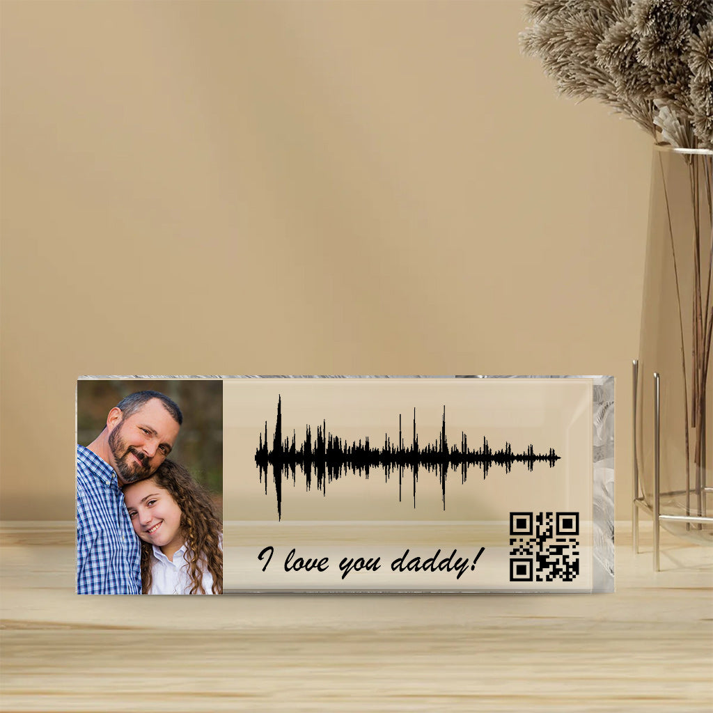 Ich liebe dich, Papa – Geschenk für Stiefvater – Personalisierte Acrylplakette in individueller Form