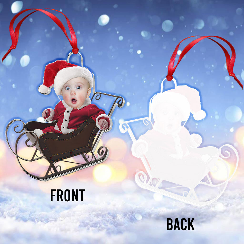 Niedlicher Babyschlitten – Personalisierter transparenter Neugeborenen-Anhänger