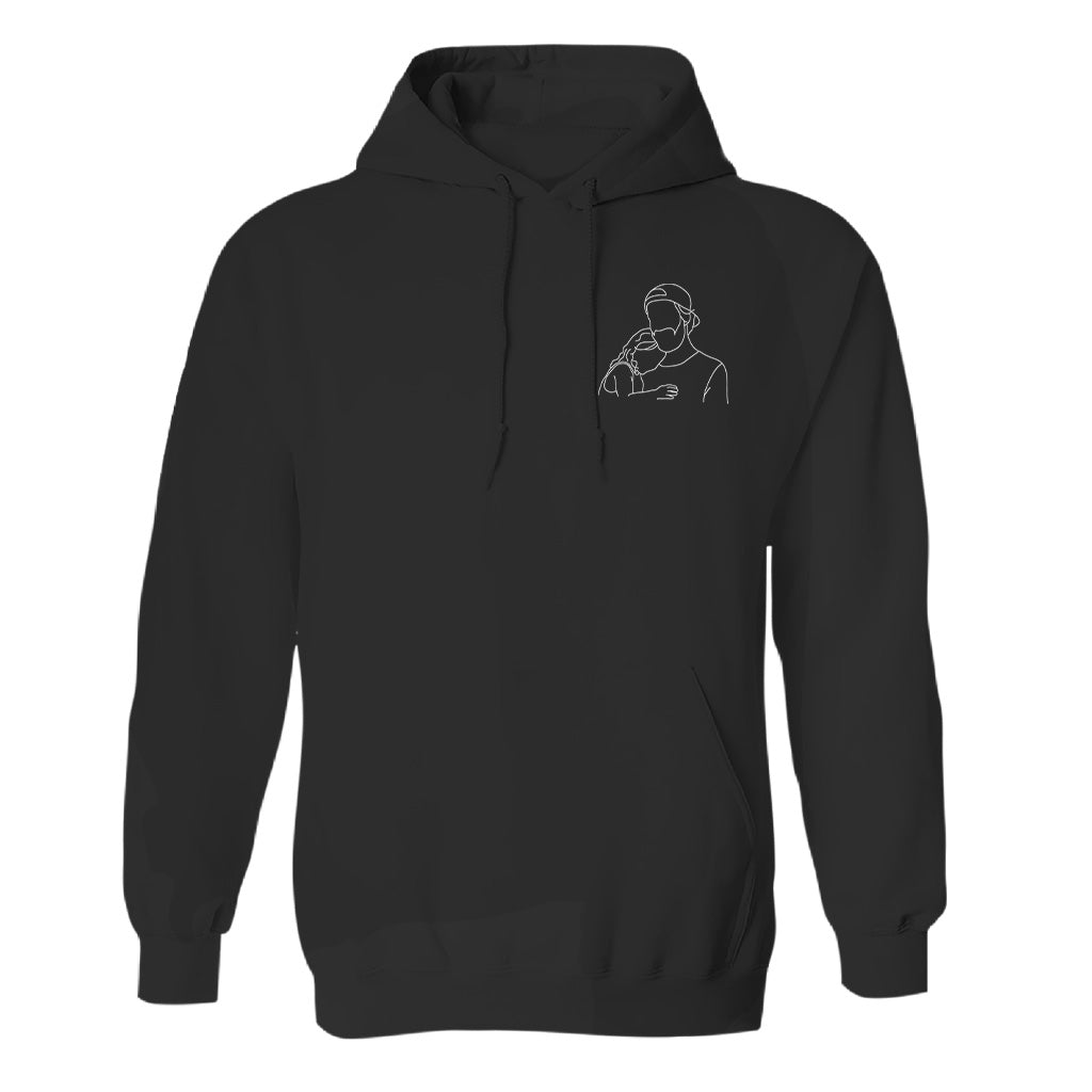 Individuelle Linienzeichnung – Personalisierter Onkel-Hoodie mit Stickerei