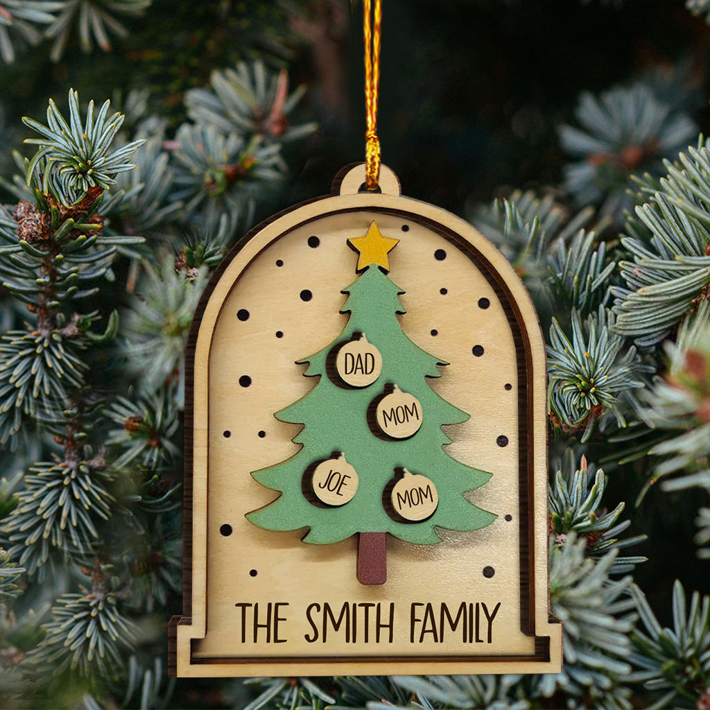 Frohe Weihnachten – Personalisierter zweilagiger Holzschmuck für die Familie