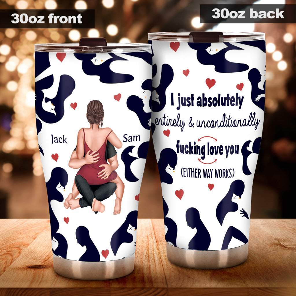 Ich liebe Lou einfach absolut und bedingungslos – personalisierter Pärchenbecher