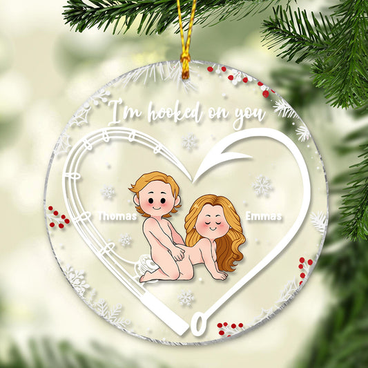 I'm Hooked On You - Personalized Fishing Transparent Ornament