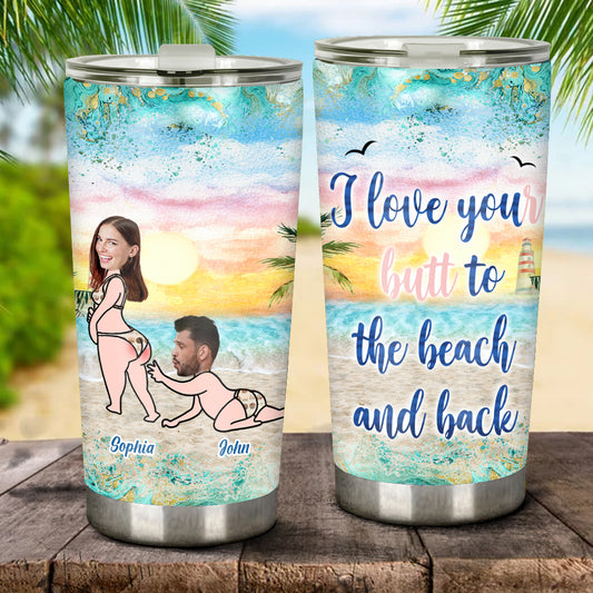 Ich liebe dich bis zum Strand – personalisierter Pärchenbecher