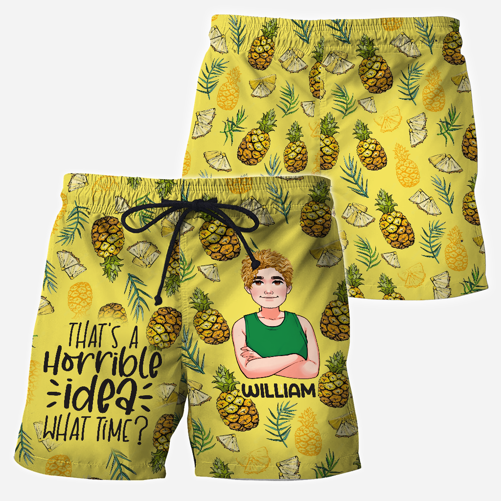 Das ist eine schreckliche Idee – personalisiertes Hawaiihemd und Herrenshorts für Meeresliebhaber