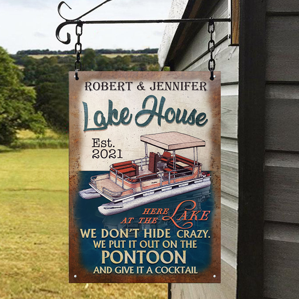 Seehaus – Personalisiertes rechteckiges Metallschild für Pontonboote