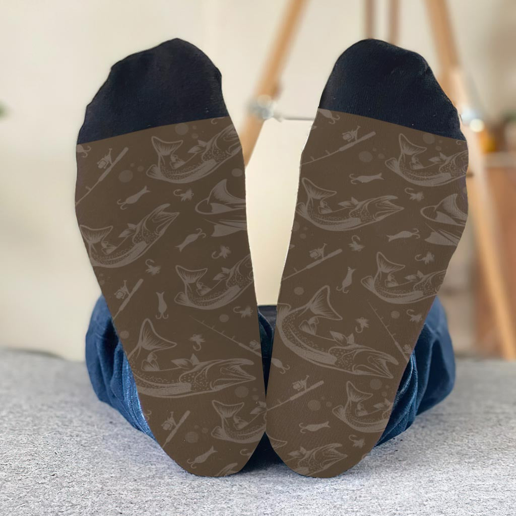 Glückssocken mit Anglermotiv – Geschenk für Papa, Onkel, Tante, Oma, Opa, Mama, Sohn, Tochter, Bruder, Schwester, Enkelin, Enkel, Ehemann, Ehefrau, Freund, Freundin, Freund, Kollege – Personalisierte Socken