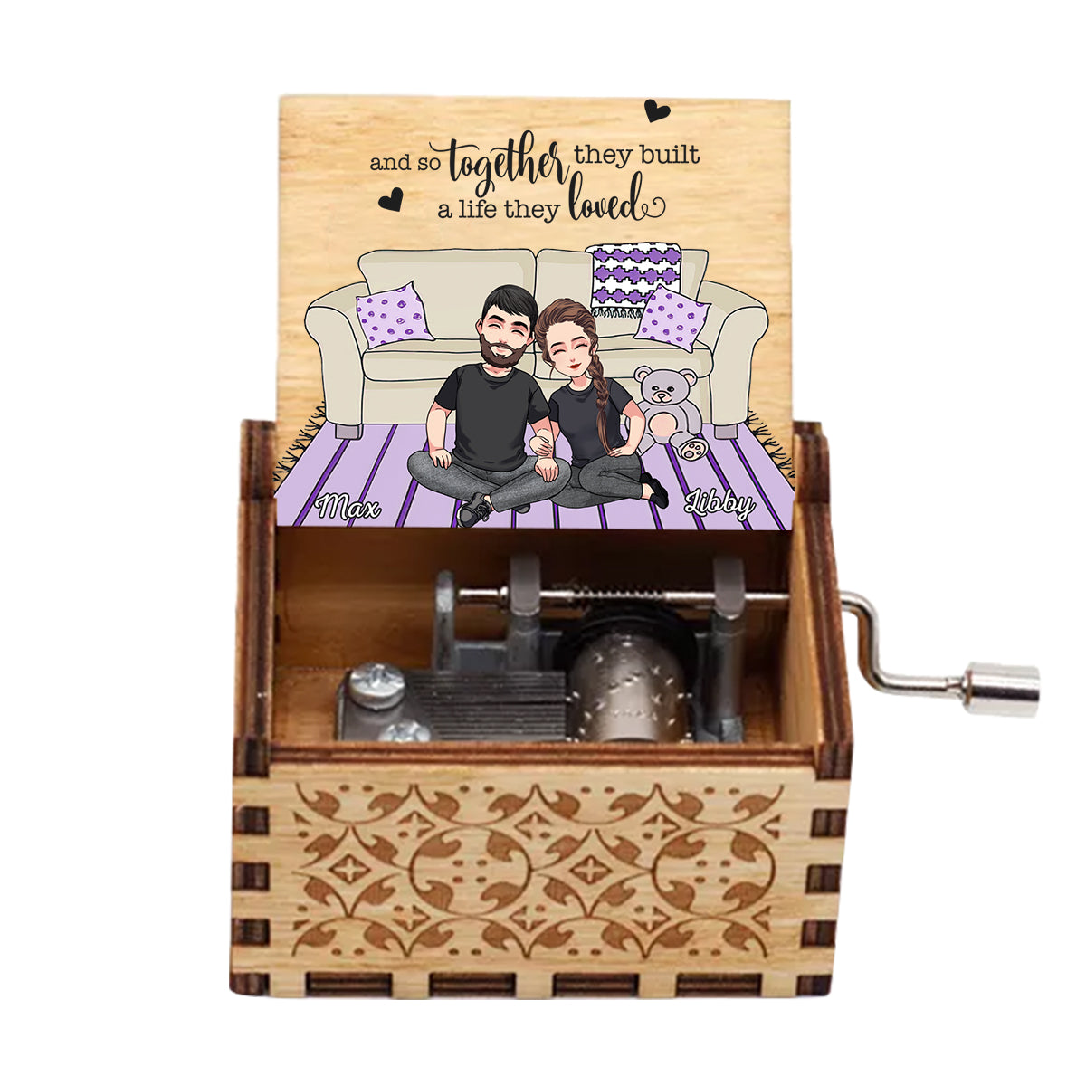 And So Together They Built A Life They Loved - Couple gift for husband, wife, boyfriend, girlfriend - Personalized Hand Crank Music Box