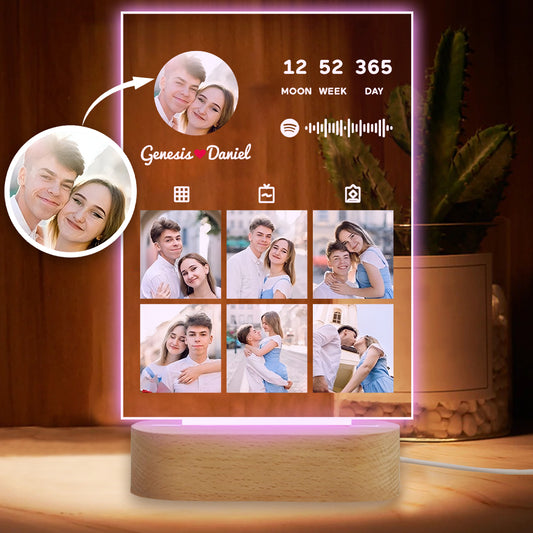 Fotosammlung für Paare – Personalisierte, paarförmige Leuchtplatte