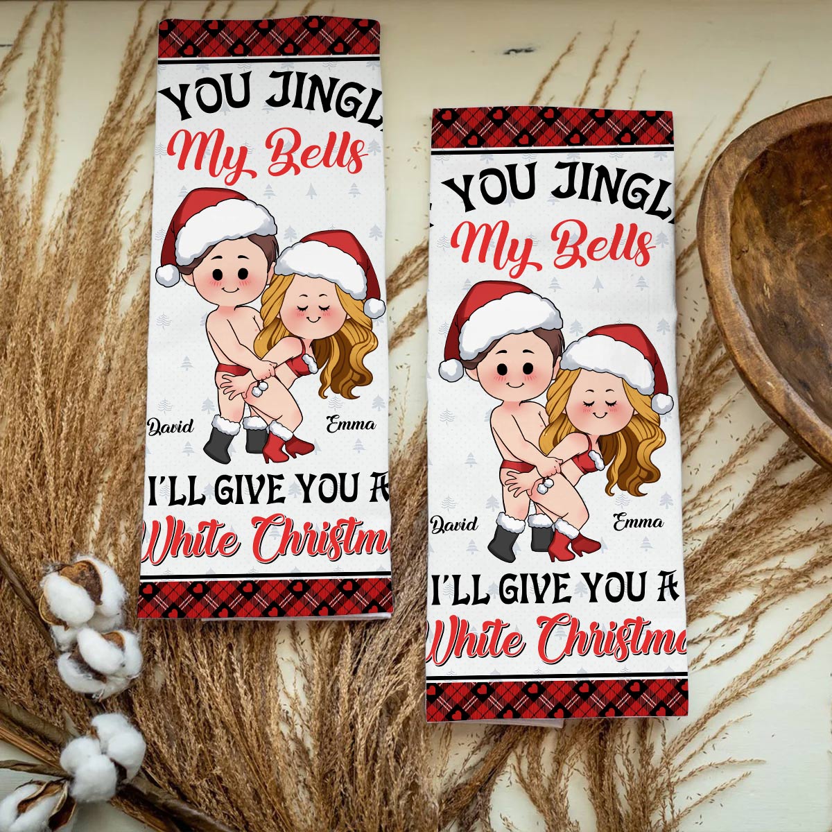 A White Christmas - Personalized Couple Golf Towel