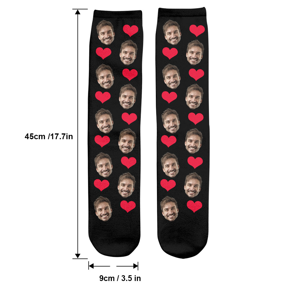 Custom Face Heart Pattern - Personalized Uncle Socks
