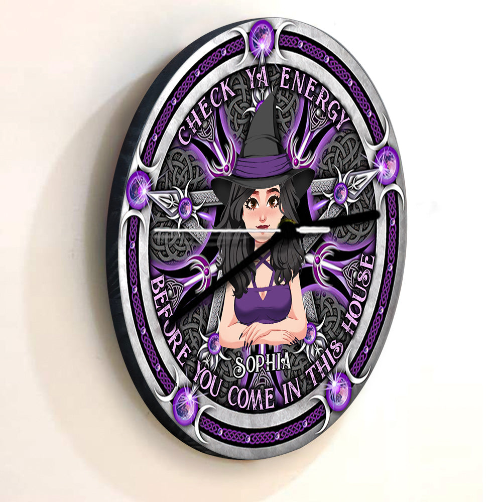 Check Ya Energy - Personalized Witch Wall Clock