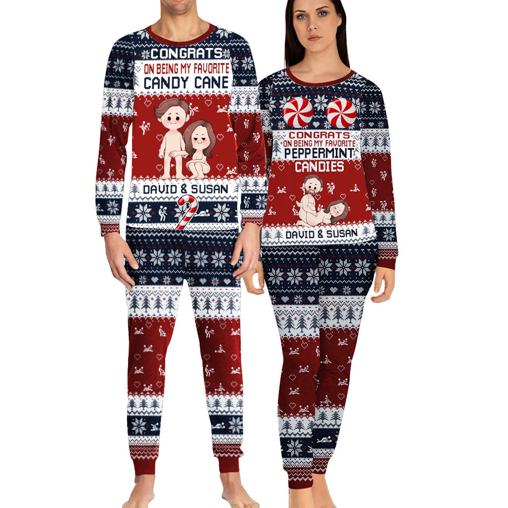 Herzlichen Glückwunsch, dass du mein Lieblings-Pfefferminzbonbon bist! - Personalisiertes Partner-Pyjama-Set