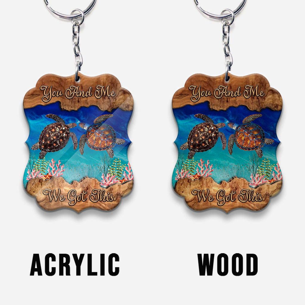 Du und ich, wir schaffen das – Personalisierter Schildkröten-Schlüsselanhänger (beidseitig bedruckt)
