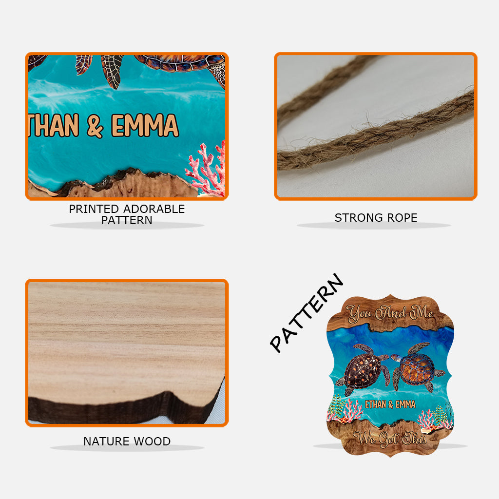 „Du und ich, wir schaffen das“ – personalisiertes Schildkröten-Holzschild