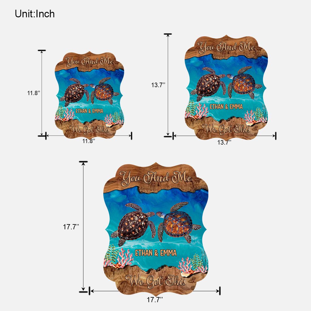 „Du und ich, wir schaffen das“ – personalisiertes Schildkröten-Holzschild