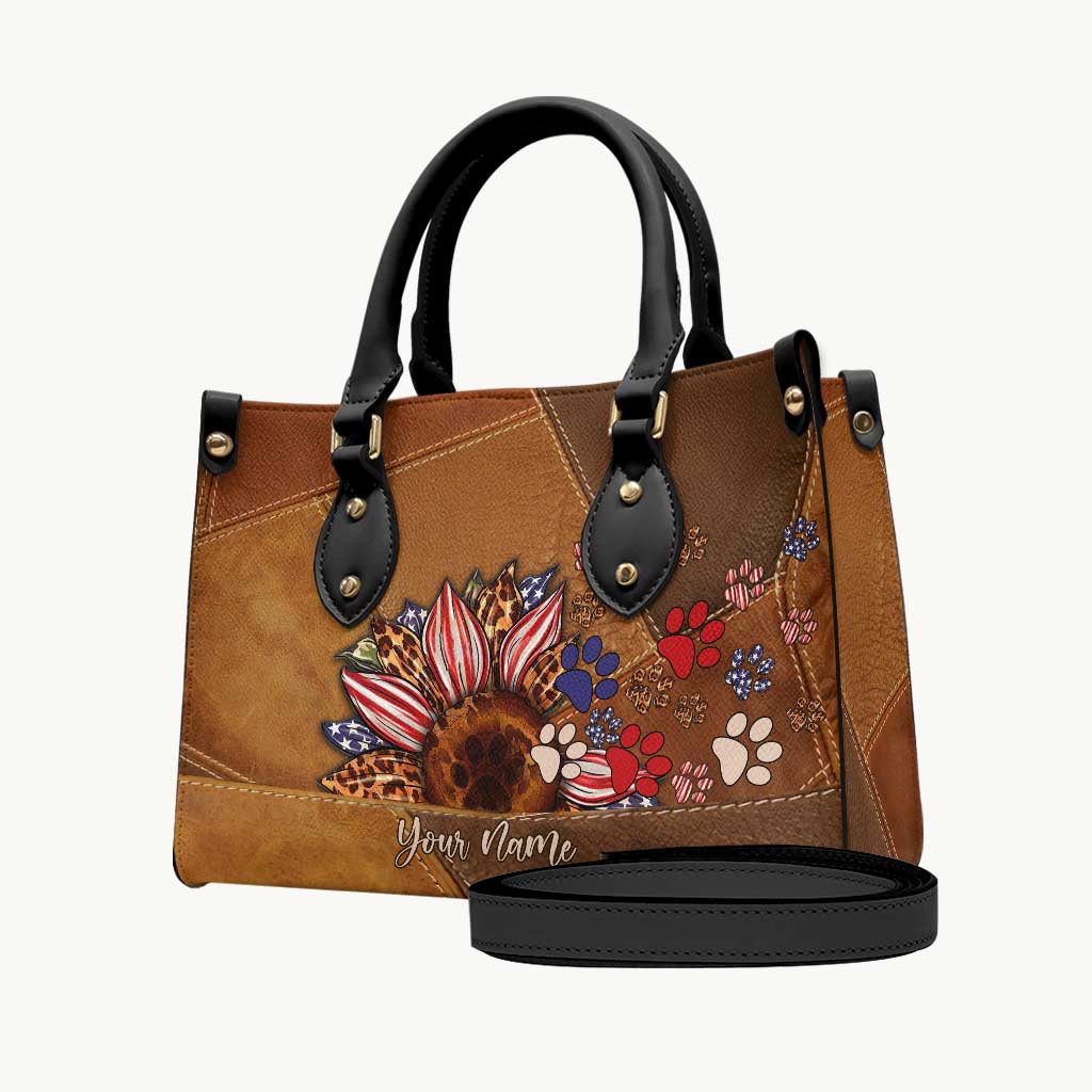 All American Dog Mom - Personalized Independence Day Leather Handbag