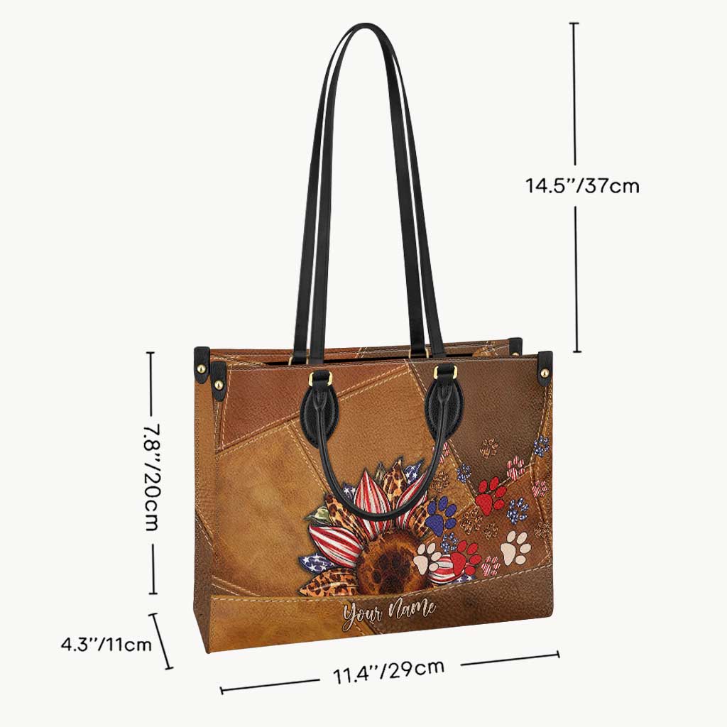 All American Dog Mom - Personalized Independence Day Leather Handbag