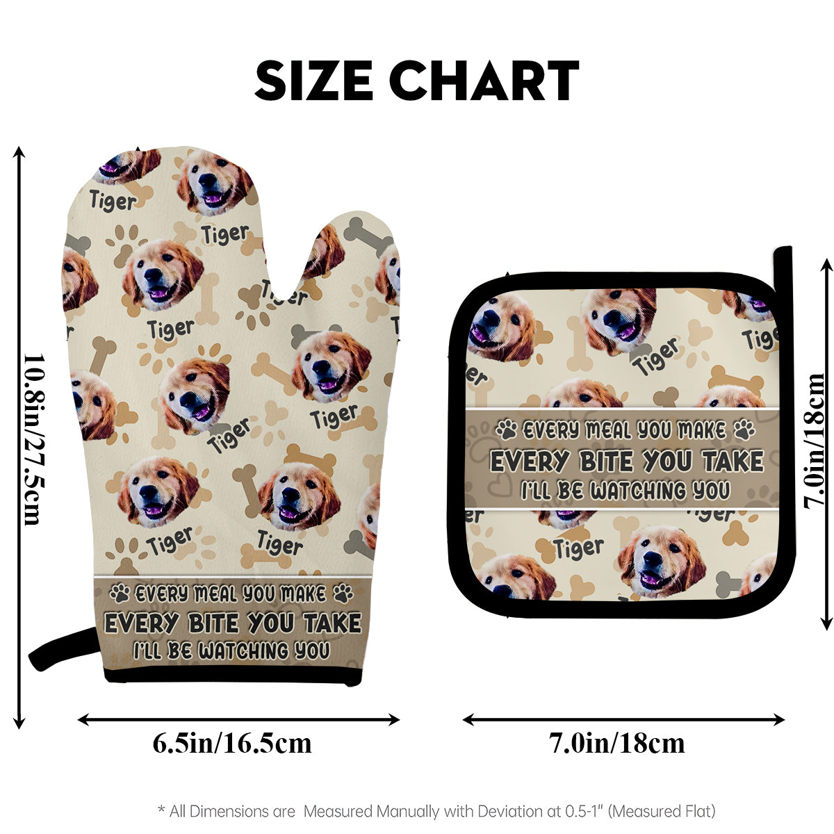 Jedes Gericht, das Sie zubereiten – personalisiertes Ofenhandschuh- und Topflappen-Set