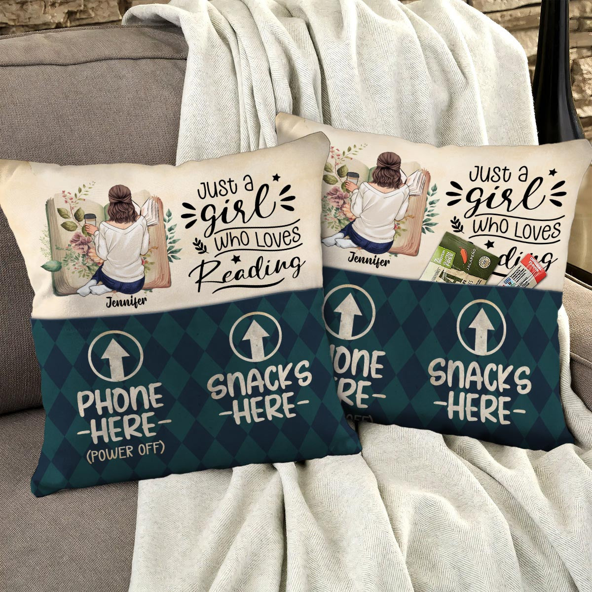 Einfach ein Mädchen, das gerne liest – personalisiertes Buchkissen