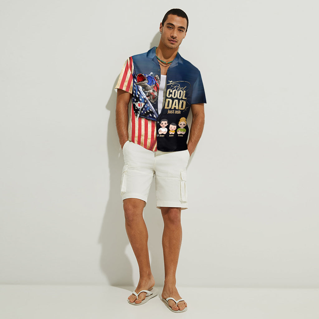 Echt cooler Papa – personalisiertes Hawaiihemd zum Angeln