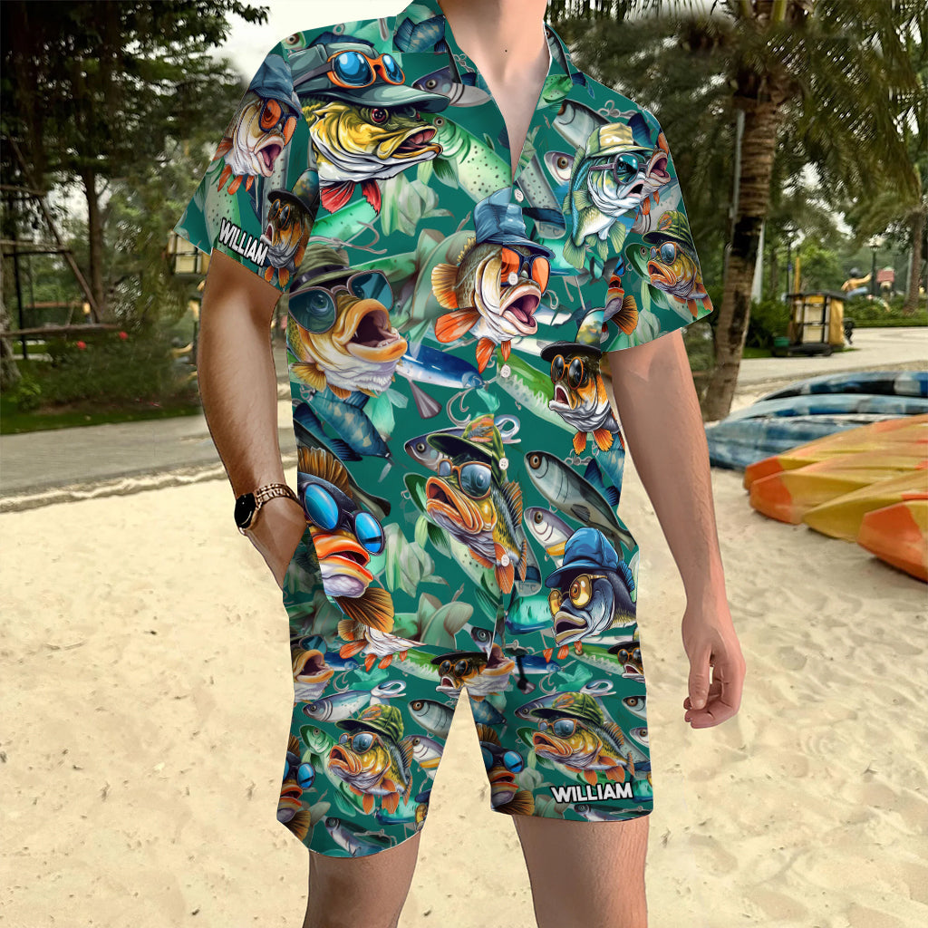 Angelbegeistert? – Personalisiertes Hawaiihemd und Herren-Shorts zum Angeln