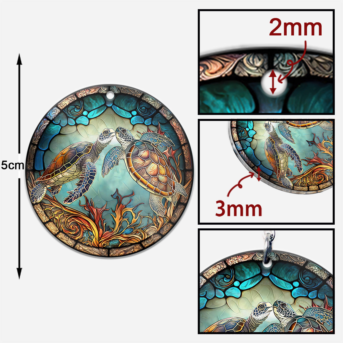 Du und ich und das Meer – Personalisierter Schildkröten-Schlüsselanhänger (beidseitig bedruckt)