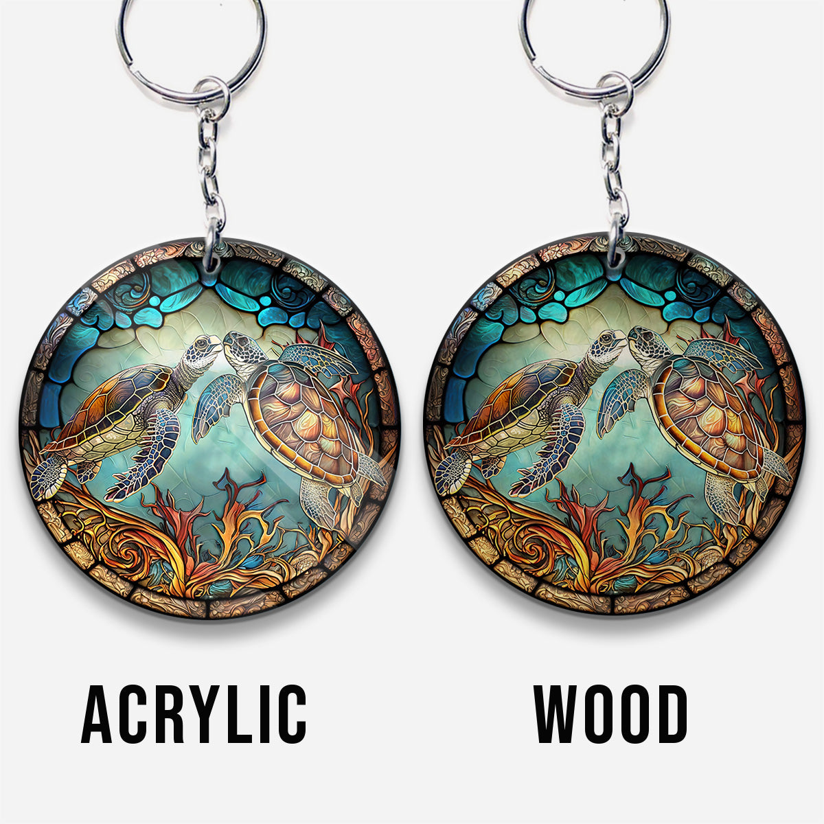 Du und ich und das Meer – Personalisierter Schildkröten-Schlüsselanhänger (beidseitig bedruckt)