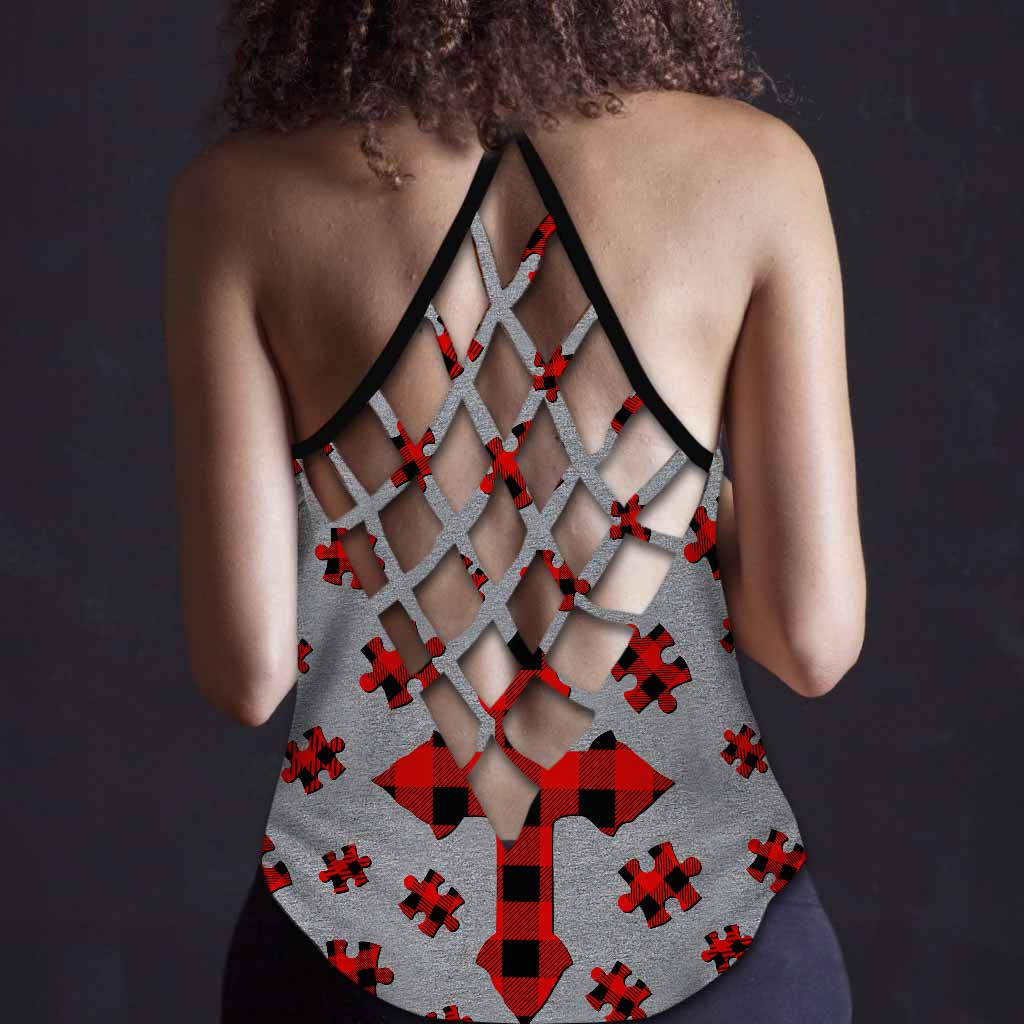 Niemals unterschätzen – Tanktop mit Kreuz zur Sensibilisierung für Autismus