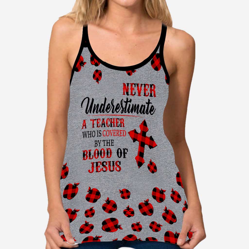Never Underestimate  - Teacher Cross Tank Top