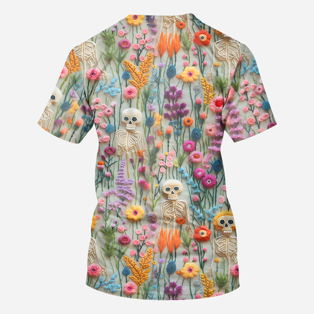 Blumenskelett - Personalisiertes Totenkopf-Shirt