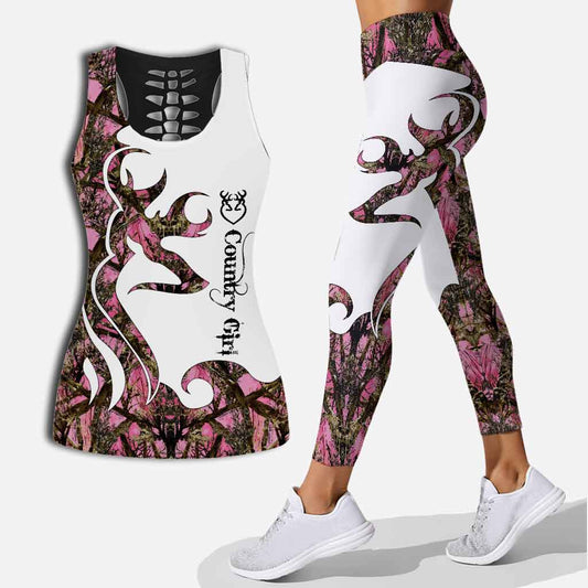 Hunting Girl – Tanktop und Leggings mit Hohlsaum 112021