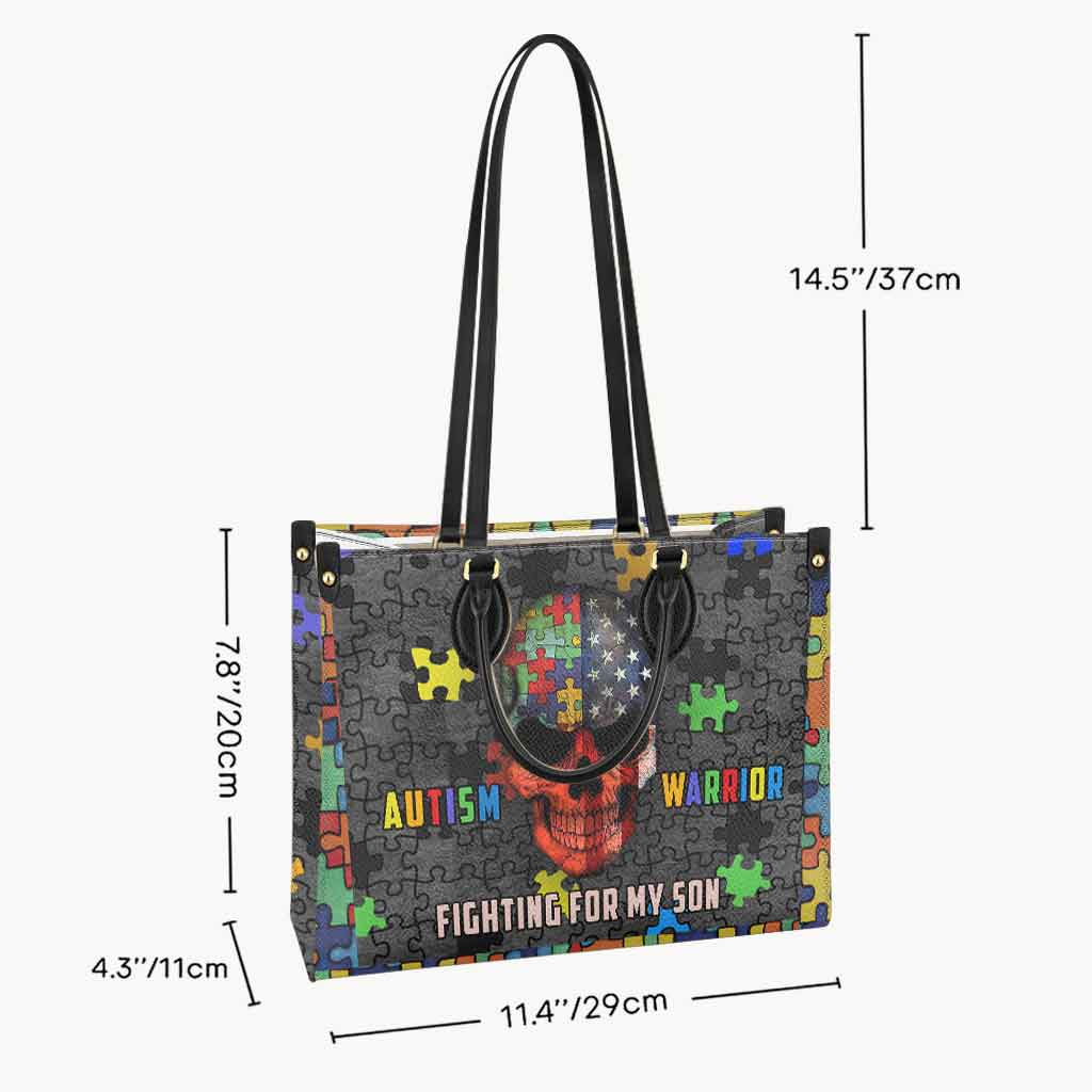 Autism Warrior – Kampf für meinen Sohn – Personalisierte Lederhandtasche zur Sensibilisierung für Autismus
