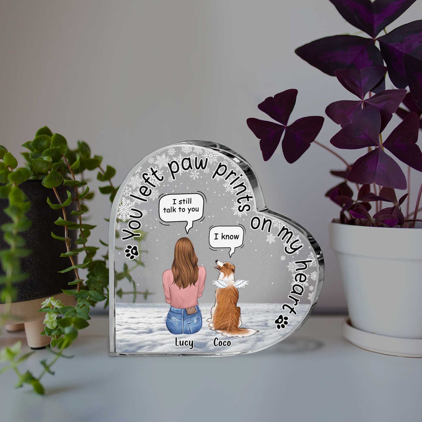 Du hast Pfotenabdrücke hinterlassen – personalisierte Acrylplakette in Hundeform