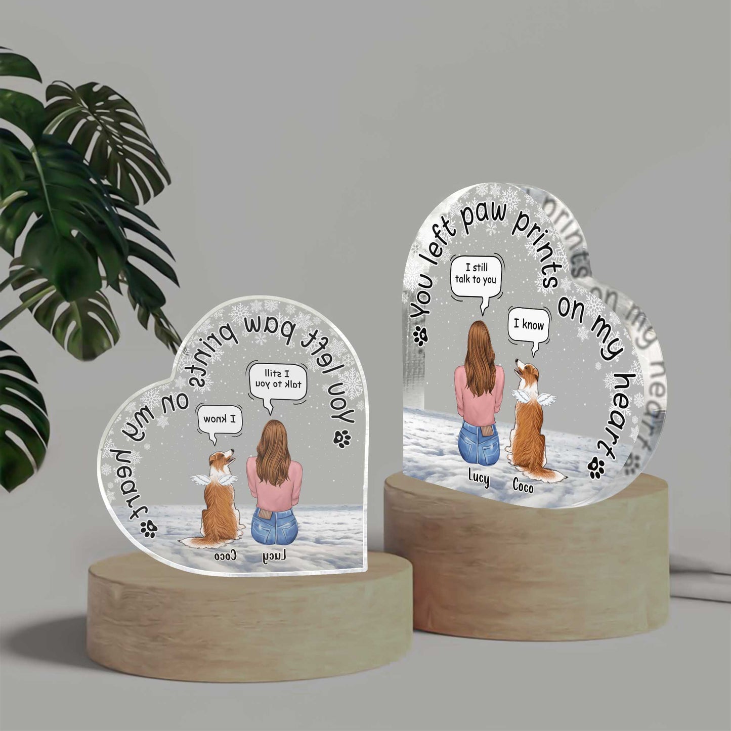 Du hast Pfotenabdrücke hinterlassen – personalisierte Acrylplakette in Hundeform