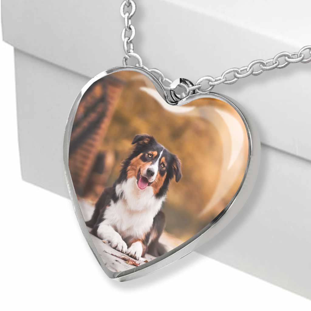 When I Close My Eyes - Personalized Christmas Dog Heart Pendant Necklace