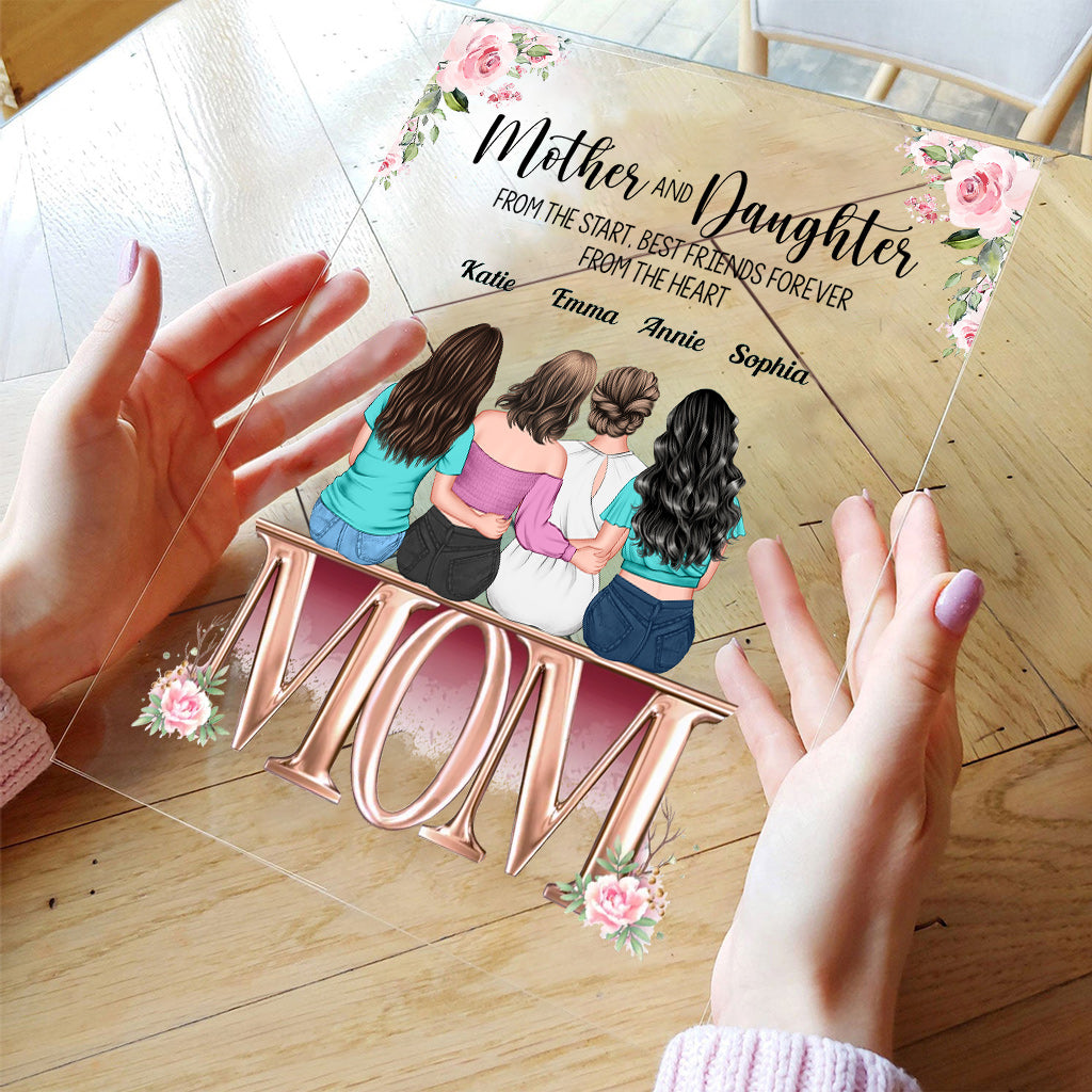 Mutter und Töchter – Personalisierte transparente Acrylplakette für die Mutter