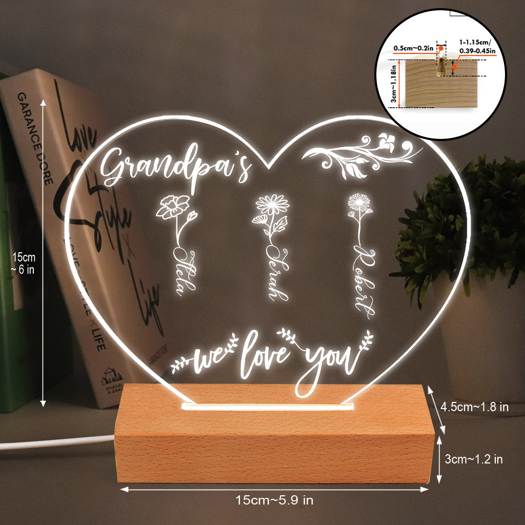 Mom’s Garden - Gift for grandma, mom, aunt, grandpa - Personalized Shaped Plaque Light Base
