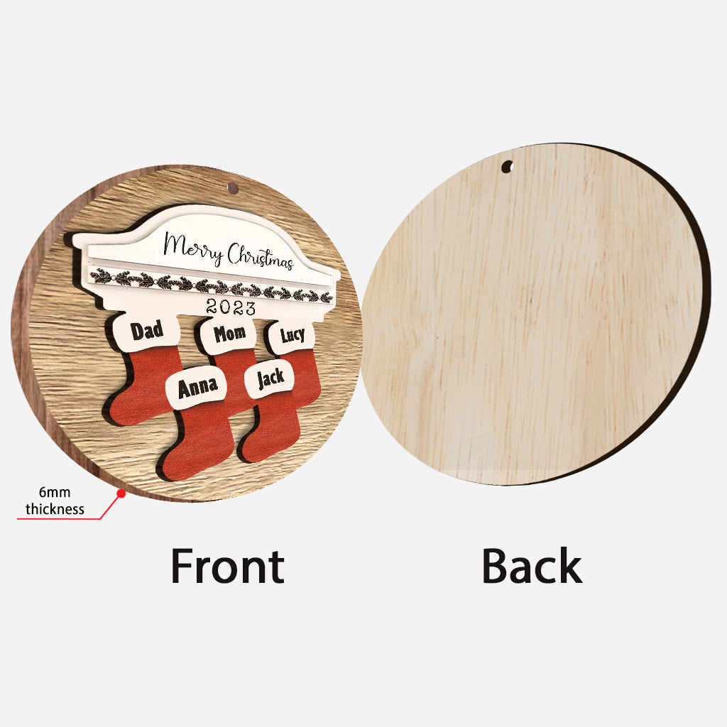 Frohe Weihnachten – Personalisierter zweilagiger Holzschmuck für die Familie