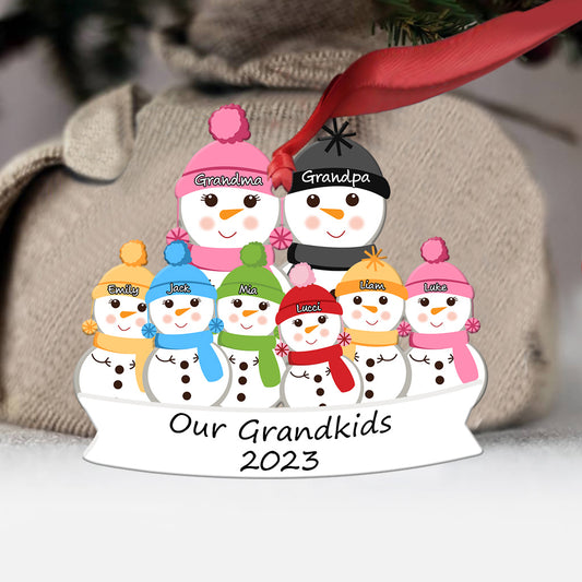 Our Grandkids Cute Snowman - Personalized Grandma Ornament