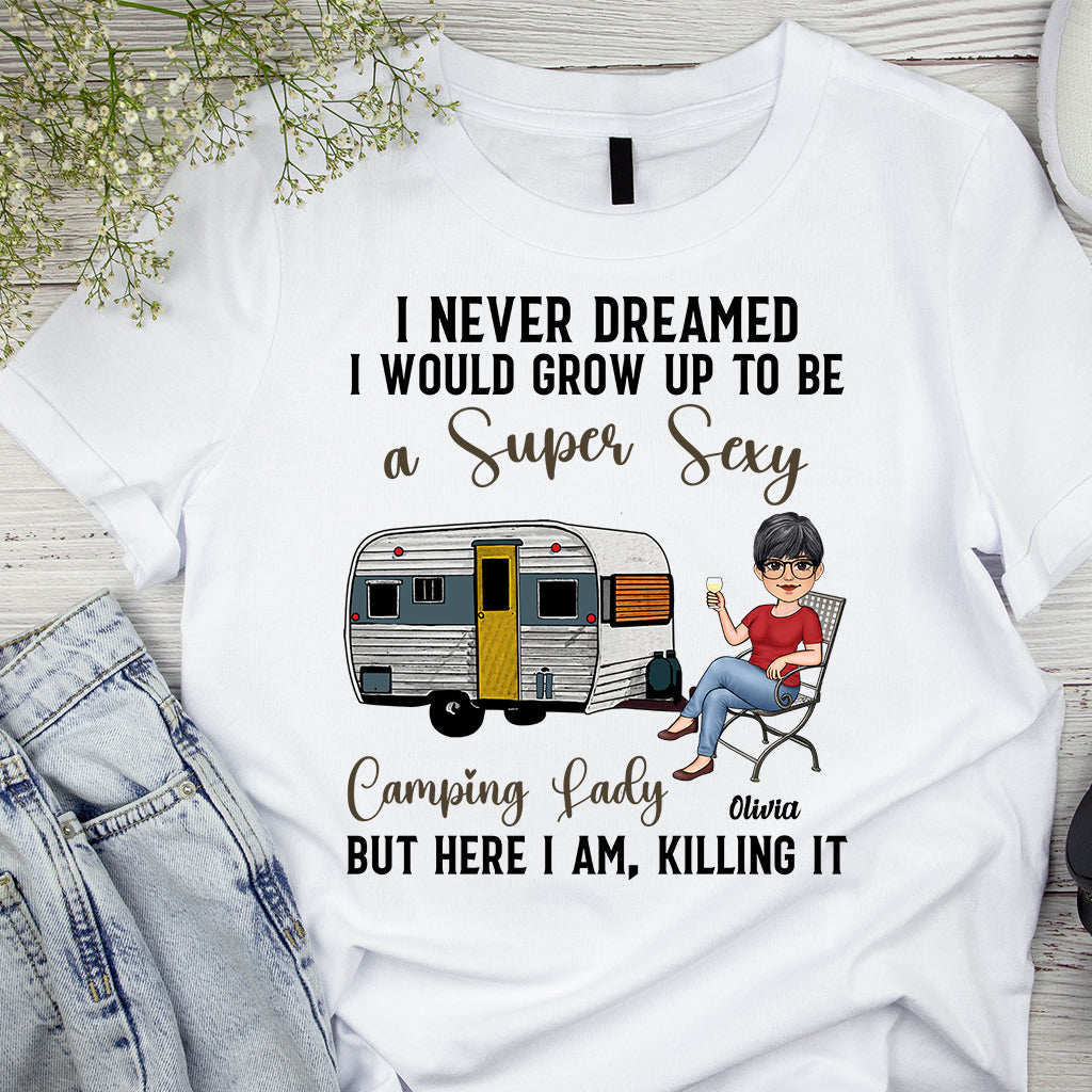 Camping Lady – Personalisiertes Camping-T-Shirt & Hoodie