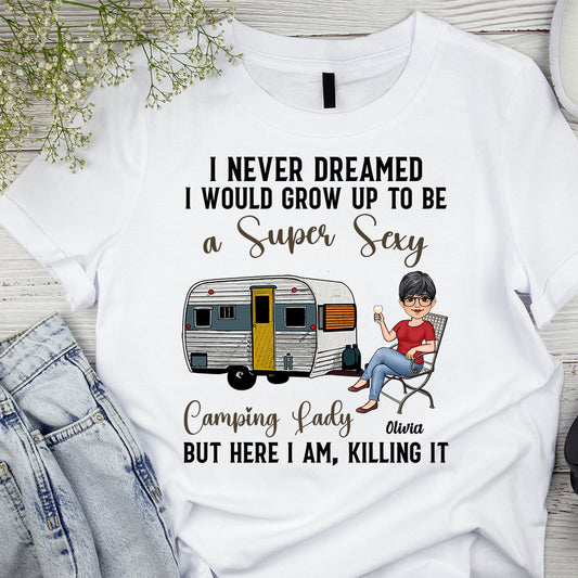 Camping Lady – Personalisiertes Camping-T-Shirt & Hoodie