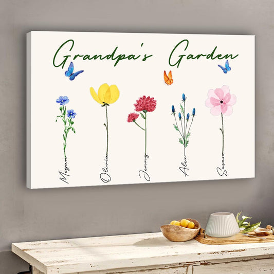 Omas Garten – Geschenk für Oma, Opa, Mama, Papa – Personalisierte Leinwand und Poster