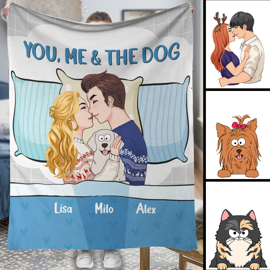 Du, ich und der Hund/die Katze – Geschenk für Hunde- und Katzenliebhaber – personalisierte Decke