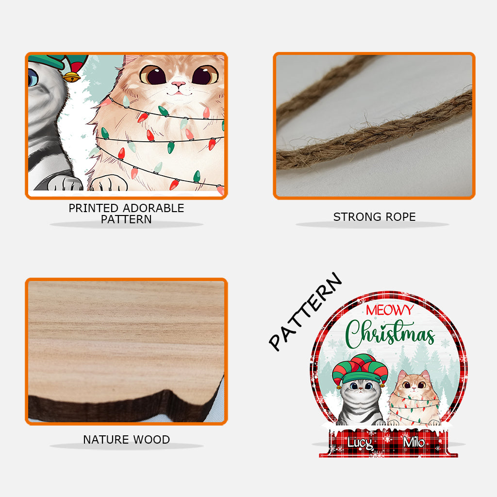 Frohe Weihnachten – Personalisiertes Katzen-Holzschild
