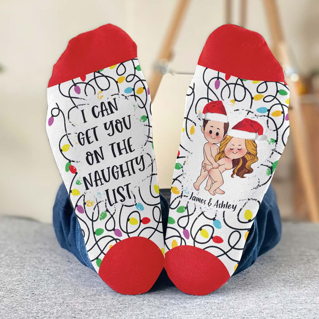 I Can Get You On The Naughty List - gift for husband, wife, boyfriend, girlfriend - Personalized Socks