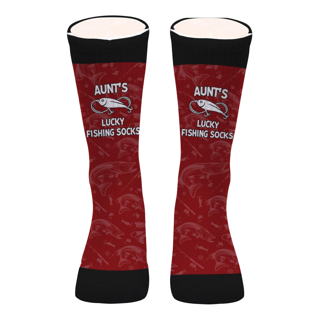 Glückssocken mit Anglermotiv – Geschenk für Papa, Onkel, Tante, Oma, Opa, Mama, Sohn, Tochter, Bruder, Schwester, Enkelin, Enkel, Ehemann, Ehefrau, Freund, Freundin, Freund, Kollege – Personalisierte Socken