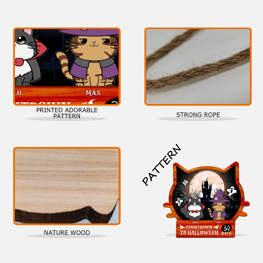 Countdown bis Halloween – Personalisiertes Katzen-Holzschild