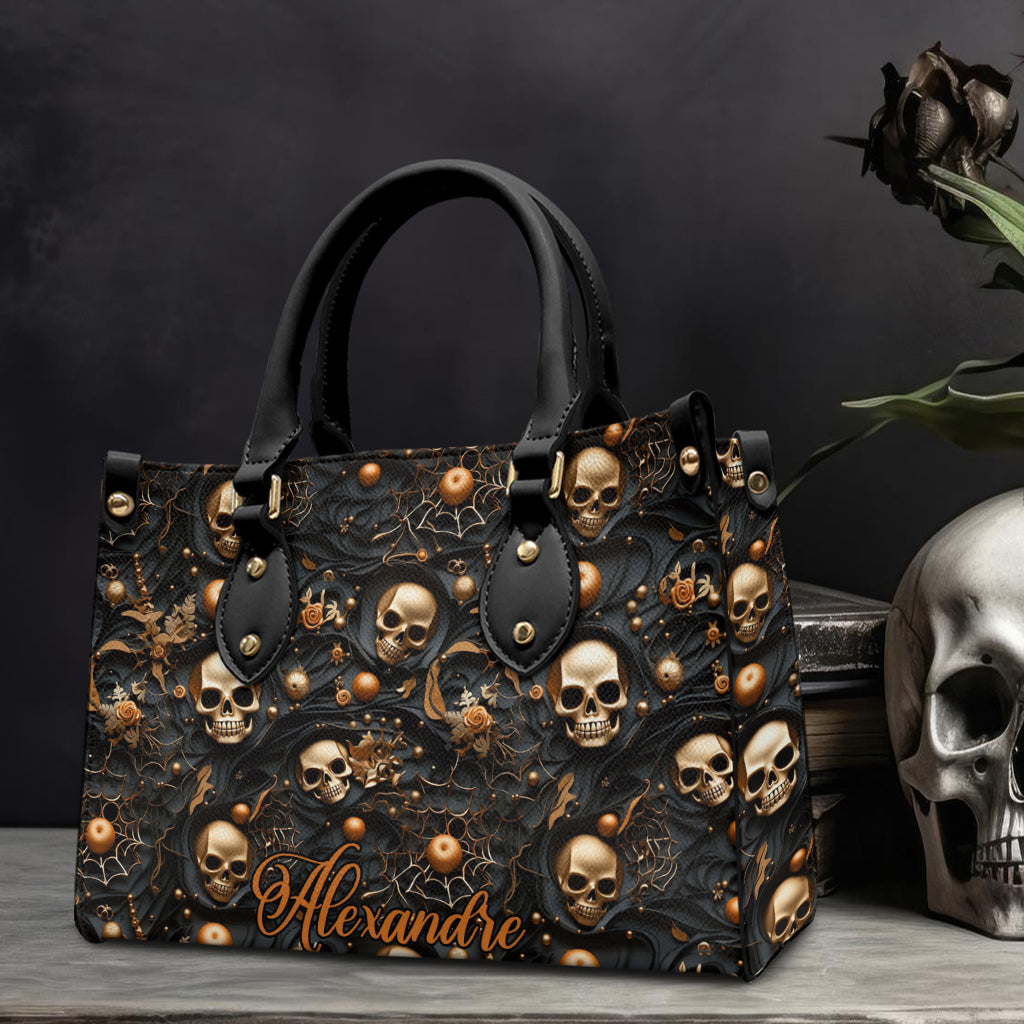 Goldener Totenkopf – Personalisierte Totenkopf-Lederhandtasche