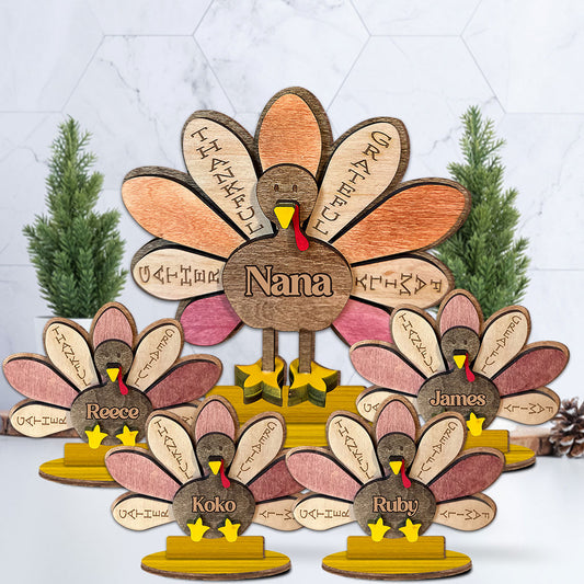 Dankbare Oma – Personalisierte, freistehende Holzplakette mit Bauernmotiv