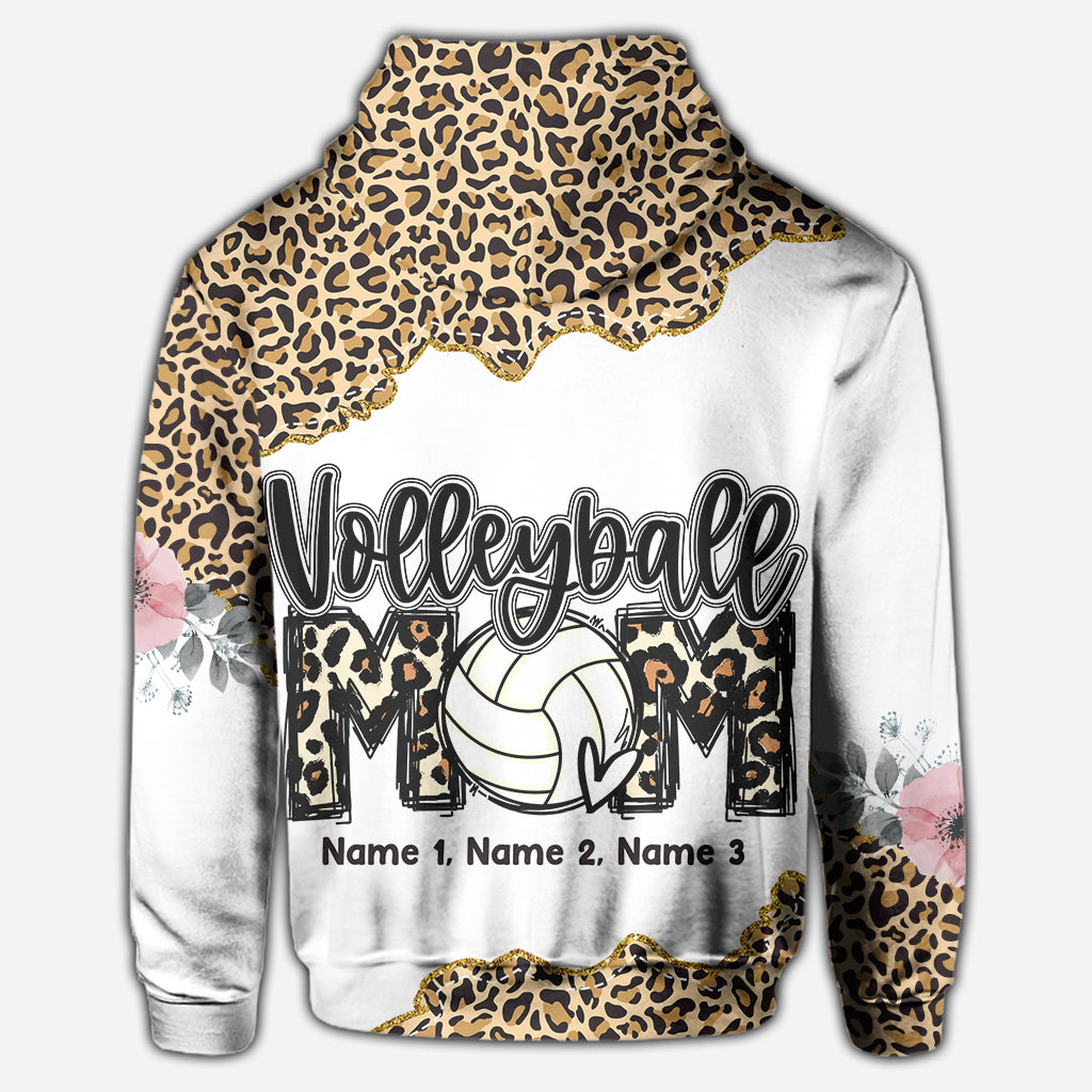 Volleyball-Mama-Leopard – Personalisiertes Volleyball-Shirt mit Allover-Print